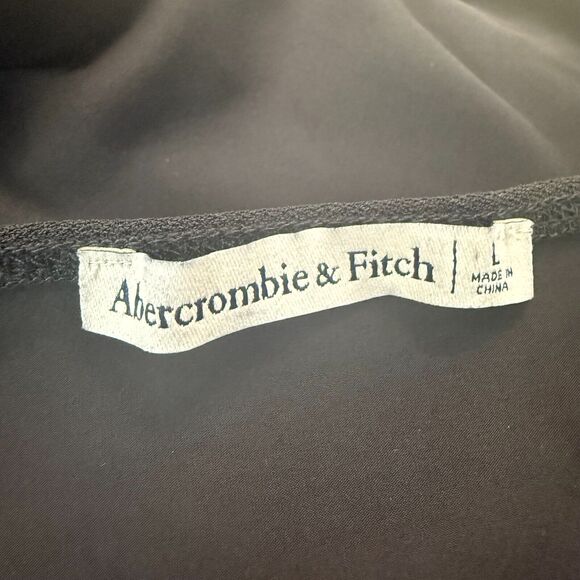 ABERCROMBIE & FITCH Asymmetric Cropped Crepe Cami L Black Stretch Club Party B76 - Picture 6 of 6